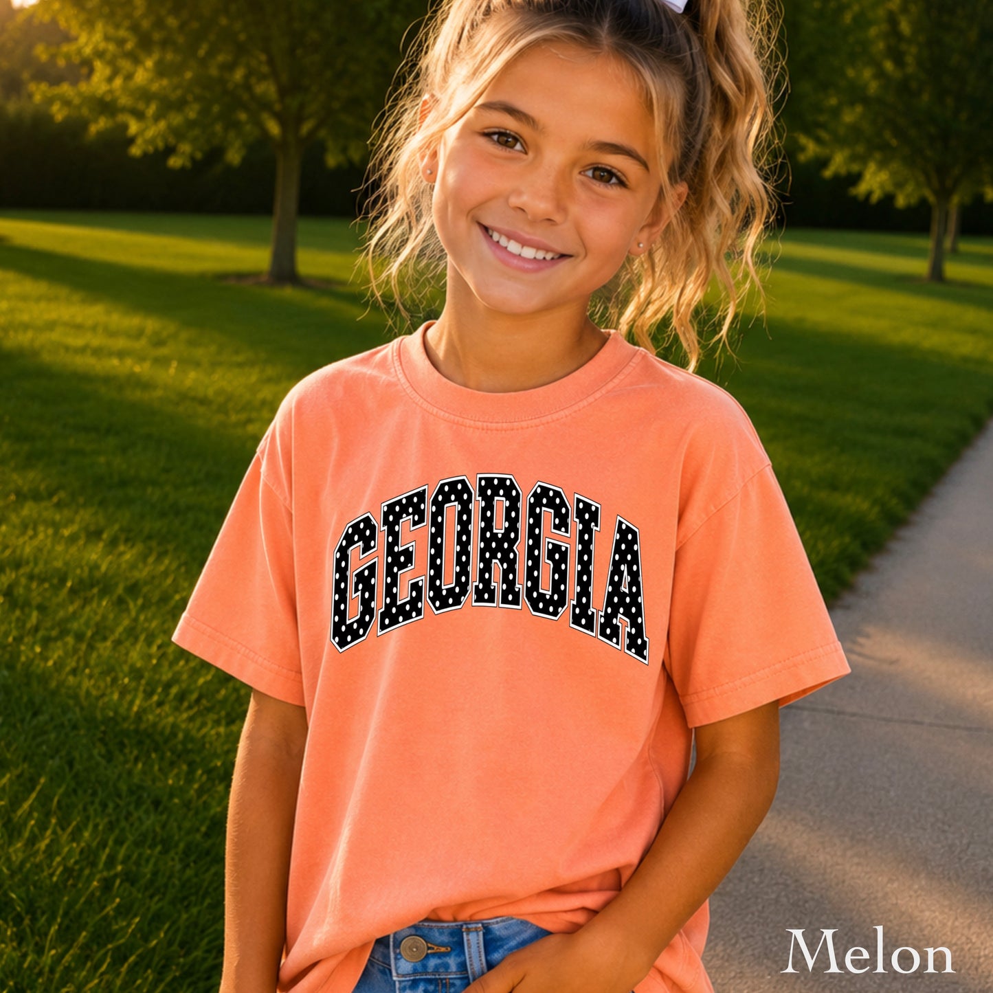 Georgia Polka Dot Youth Comfort Color T-Shirt