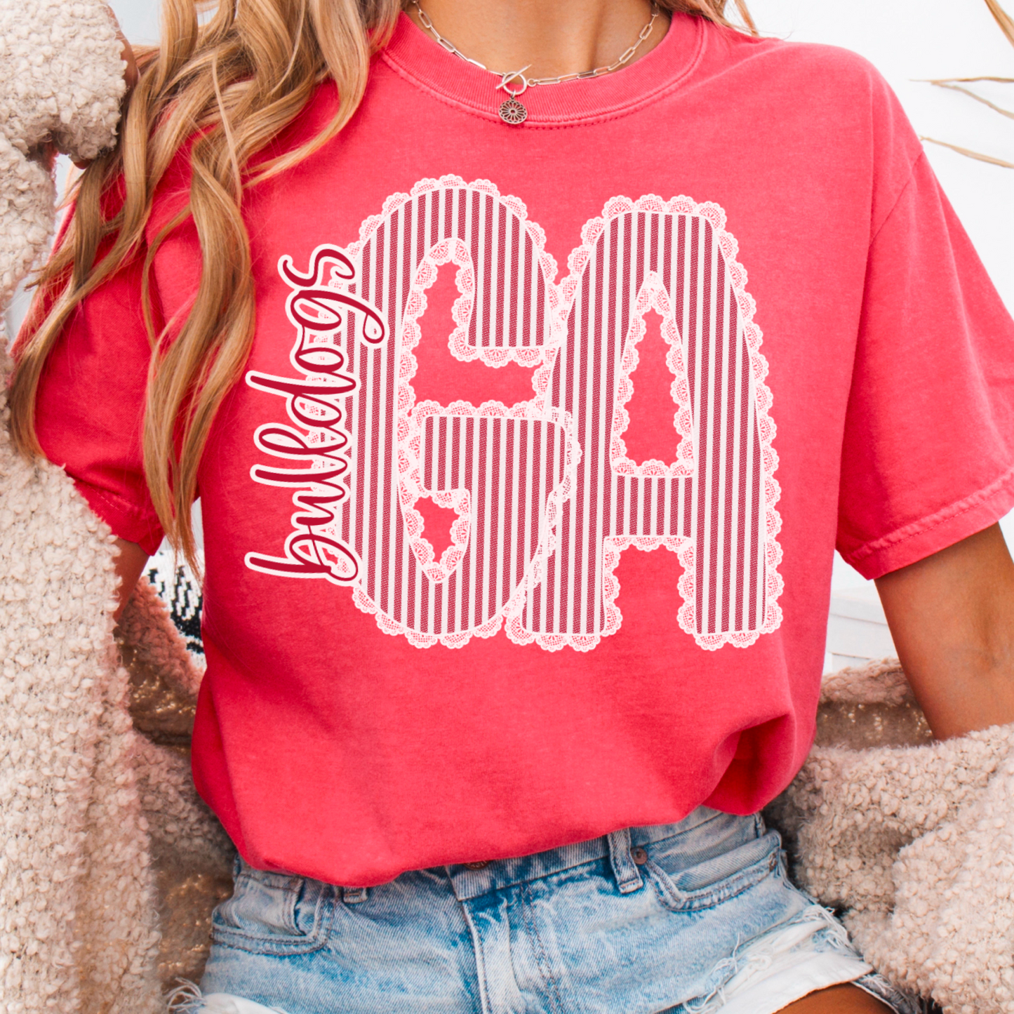 Lace Trimmed Georgia Comfort Color Graphic Tee
