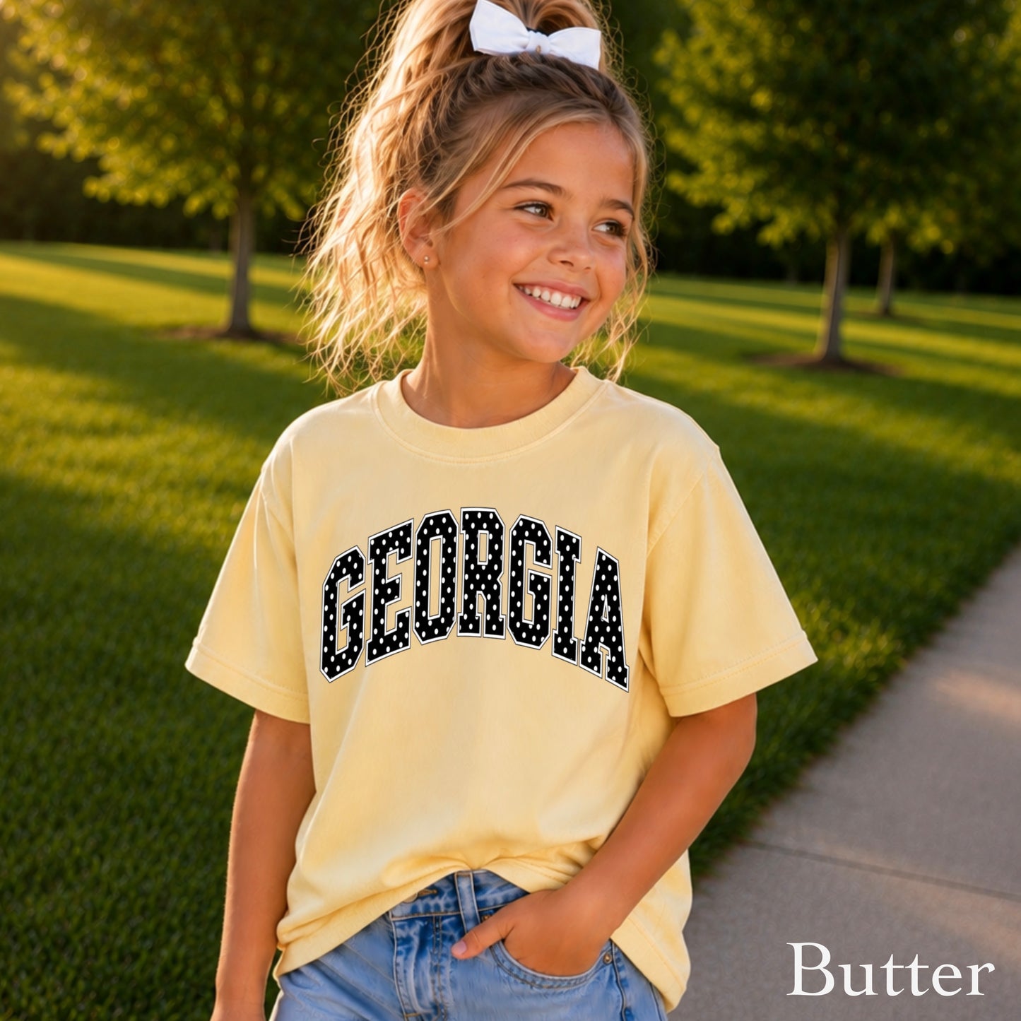Georgia Polka Dot Youth Comfort Color T-Shirt
