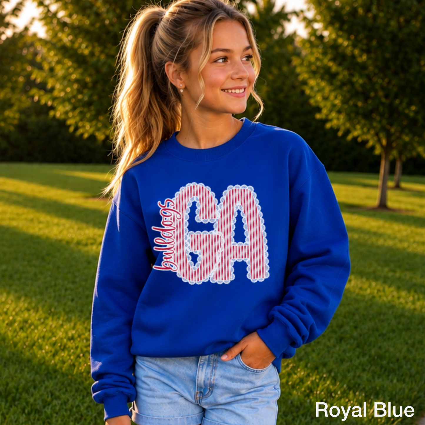 Laced Trimmed Georgia Youth Crewneck Sweatshirt