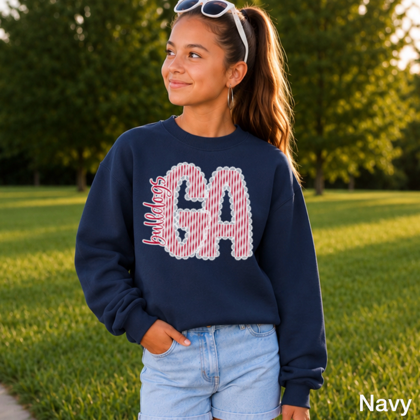 Laced Trimmed Georgia Youth Crewneck Sweatshirt