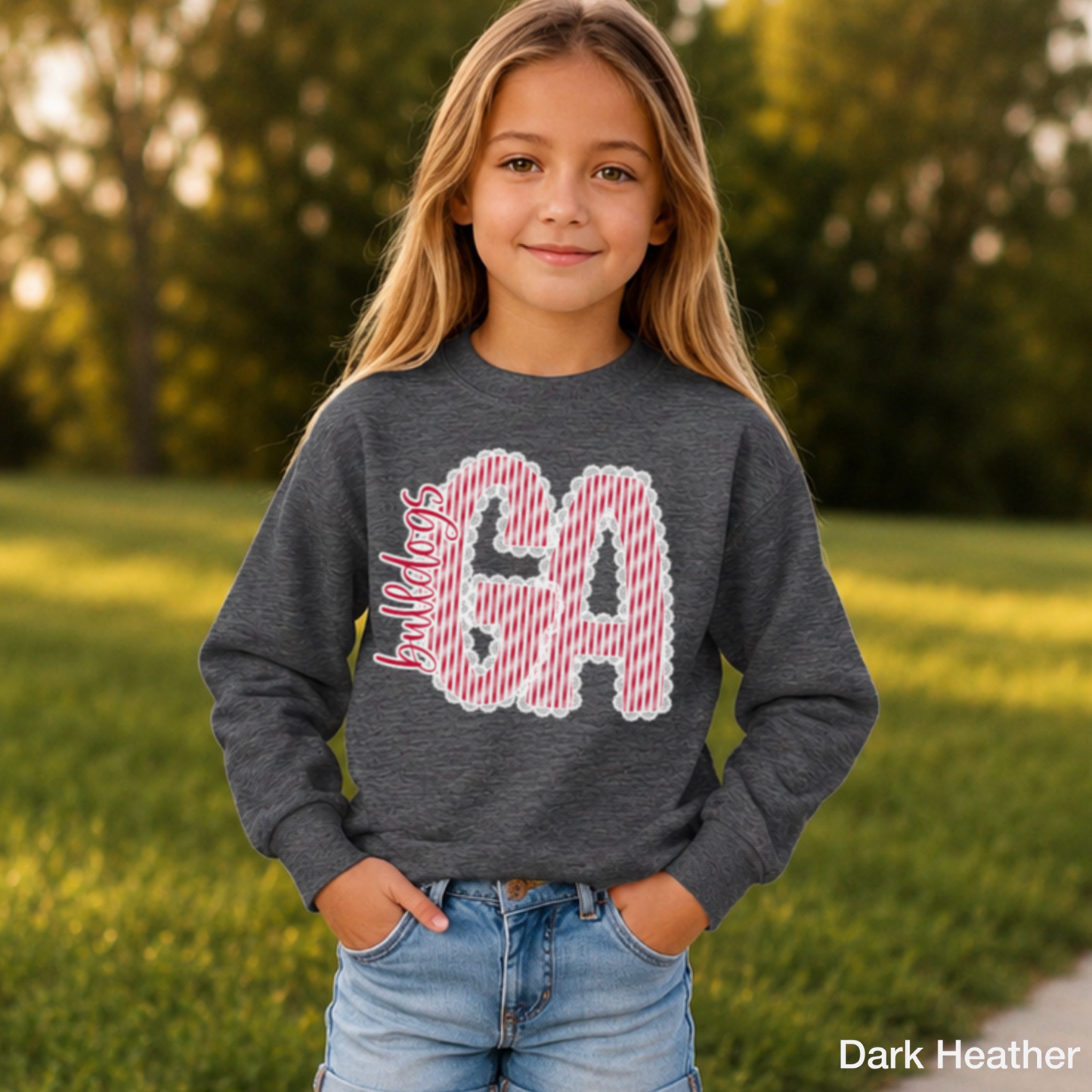 Laced Trimmed Georgia Youth Crewneck Sweatshirt