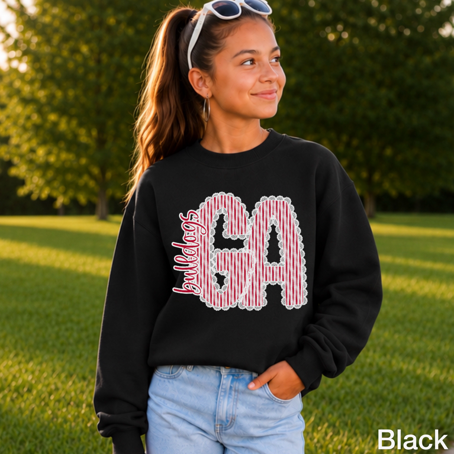Laced Trimmed Georgia Youth Crewneck Sweatshirt