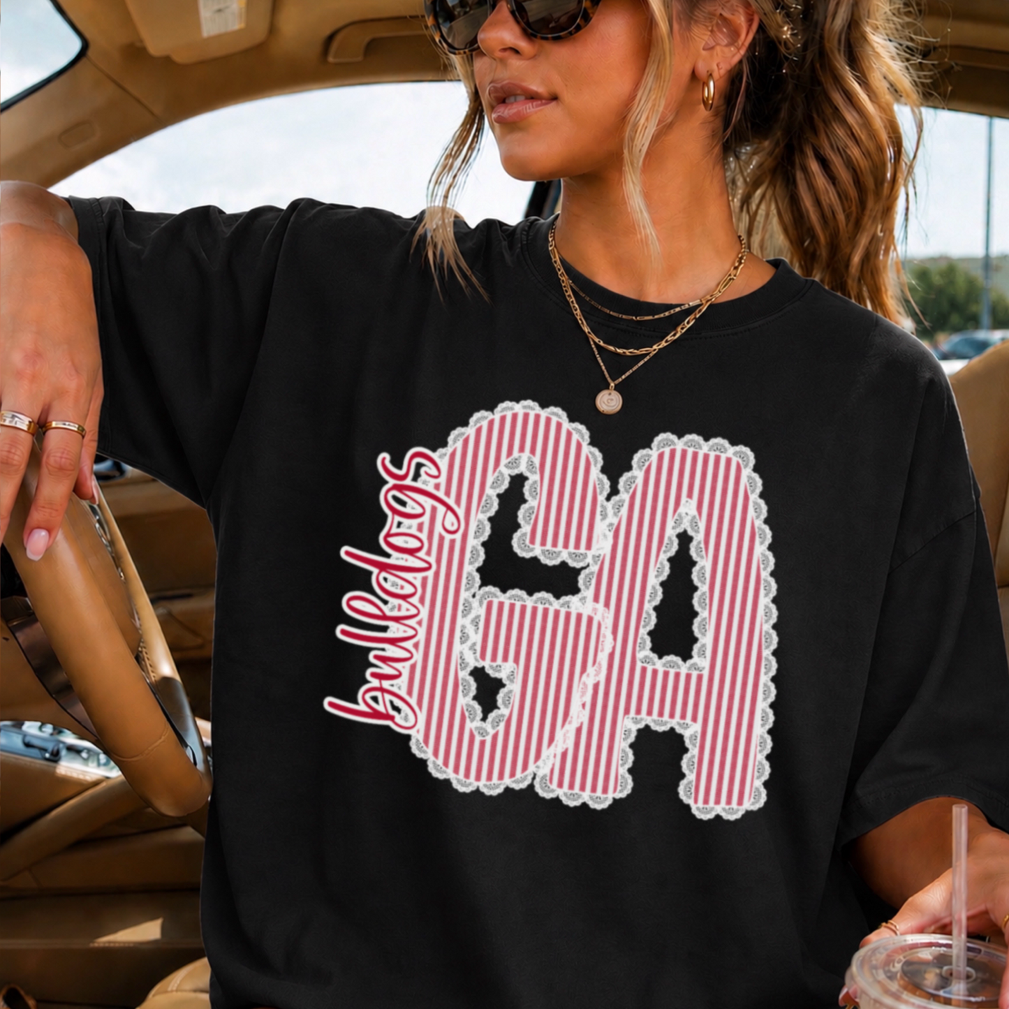 Lace Trimmed Georgia Comfort Color Graphic Tee