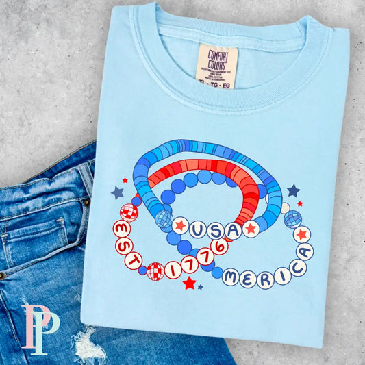 America Friendship Bracelet Comfort Color Graphic Tee