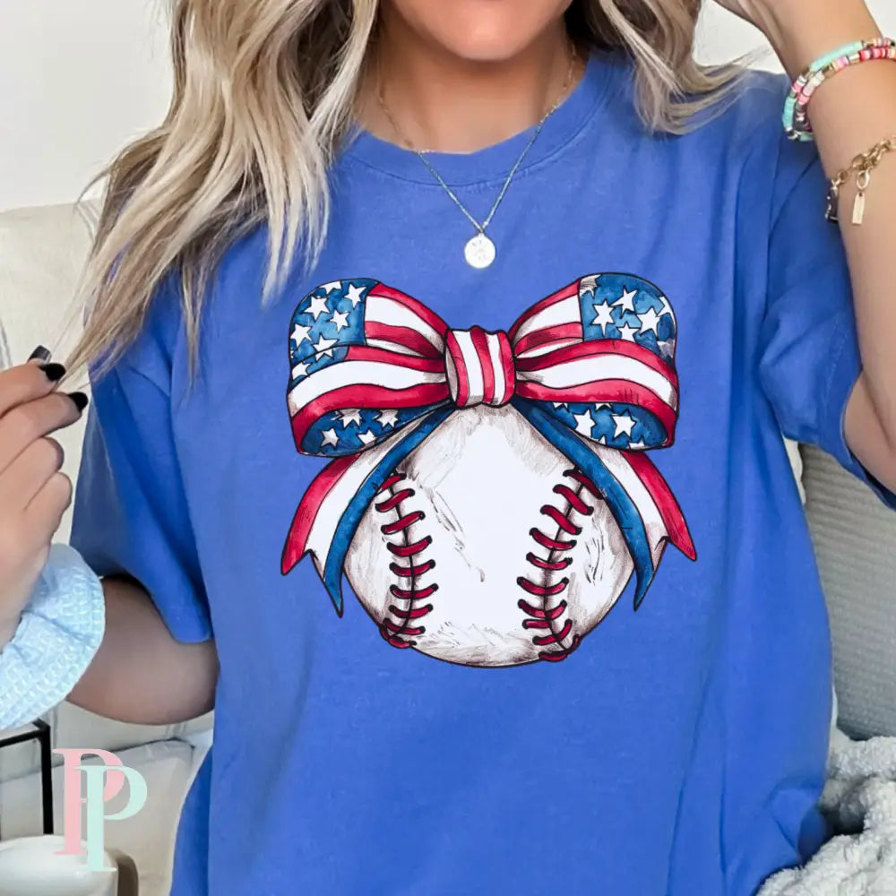 American Baseball Coquette Comfort Color Graphic Tee