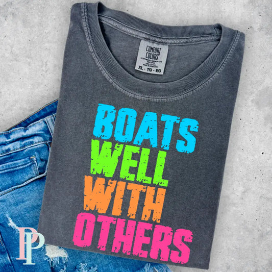 Boats Well With Others Comfort Color Graphic Tee