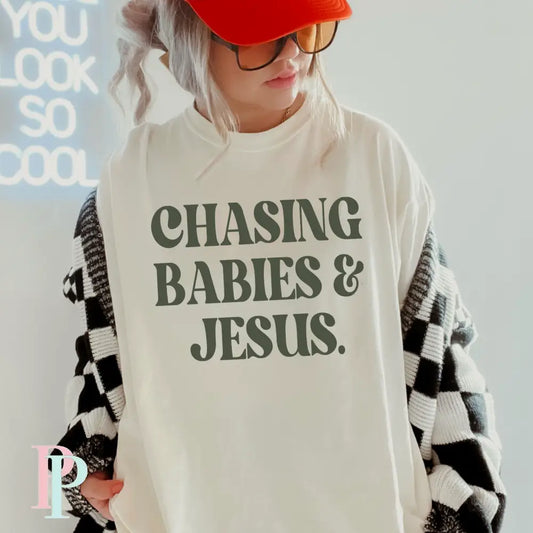 Chasing Babies & Jesus Comfort Color Graphic Tee