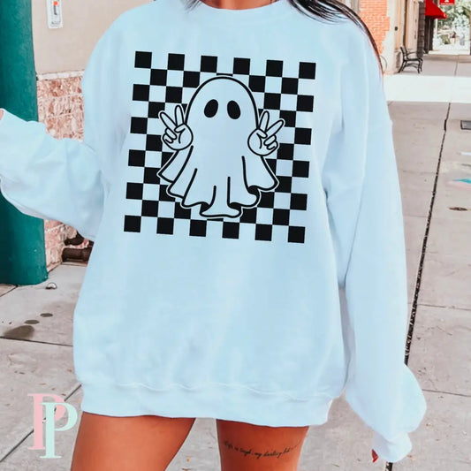 Checkered Ghost Screen Print Transfer