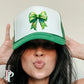 Christmas Green Fuzzy Christmas Lights Bow Hat / Cuff Sleeve DTF Transfer