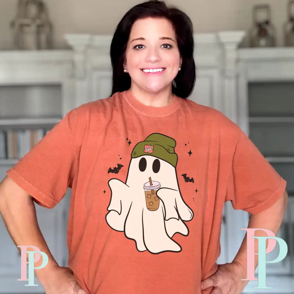 Coffee Halloween Ghost Comfort Color Graphic Tee