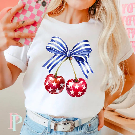 Coquette Cherries Comfort Color Graphic Tee SMALL / WHITE