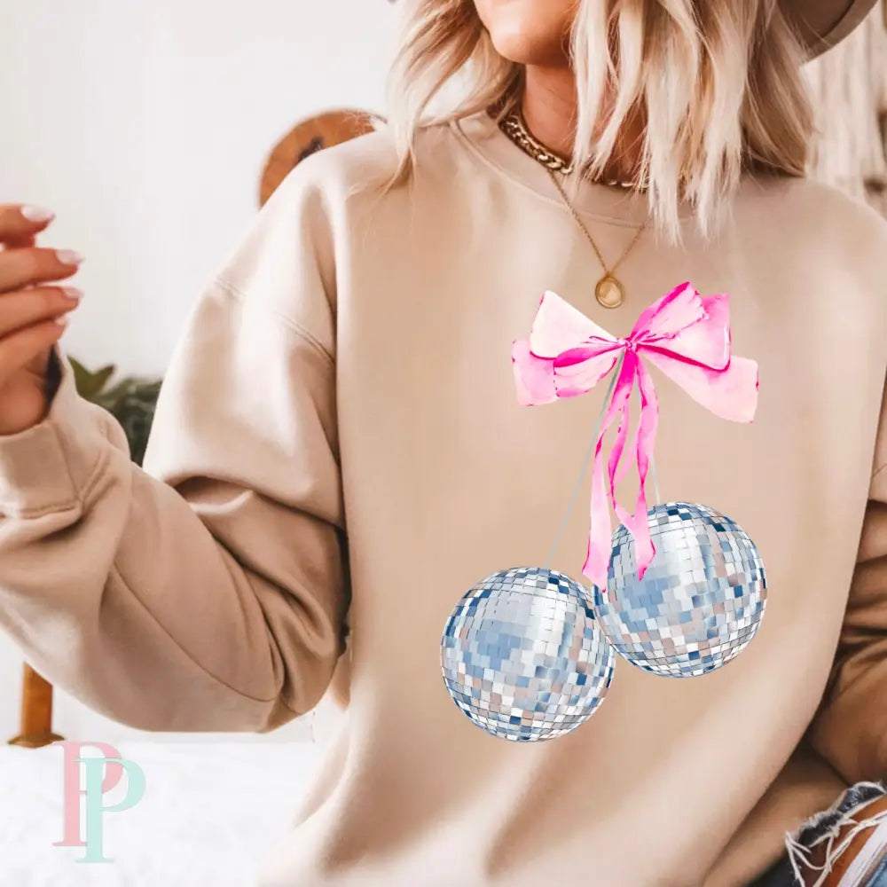 Coquette Disco Ball Crewneck Sweatshirt Sand / Small