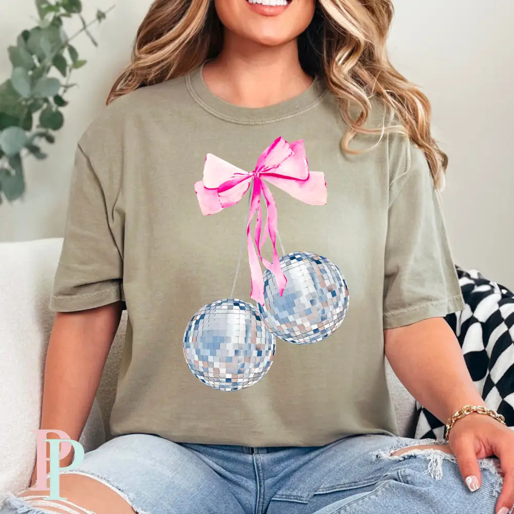 Coquette Disco Balls Comfort Color Graphic Tee SMALL / KHAKI