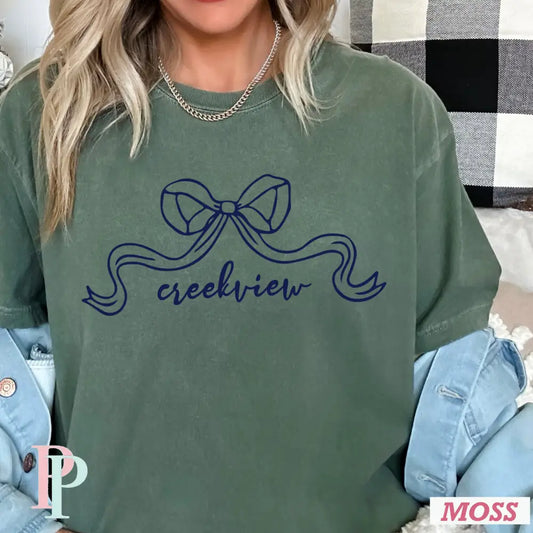 Creekview Grizzlies Coquette Bow Comfort Color Graphic Tee