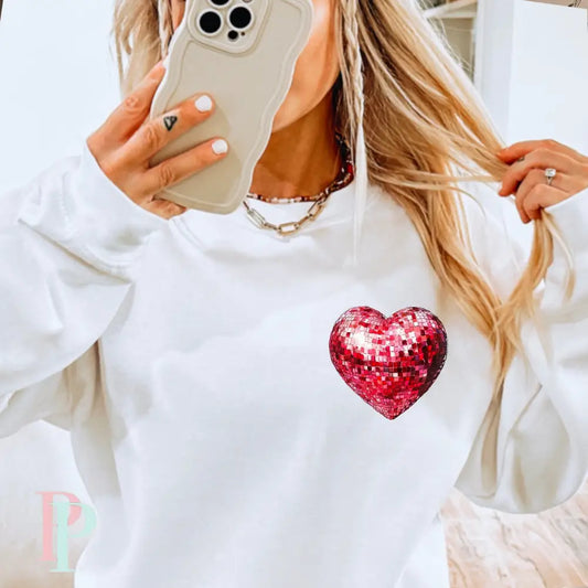 Disco Valentine Heart Pocket DTF Transfer