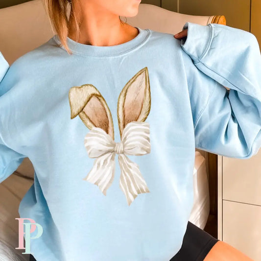 Easter Bunny Ears Brown Coquette Bow DTF Transfer