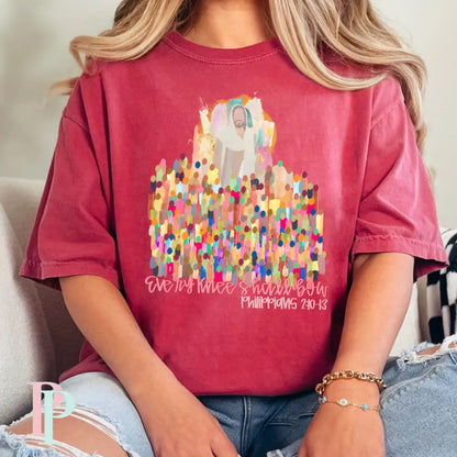 Every Knee Shall Bow Comfort Color Graphic Tee SMALL / CRIMSON
