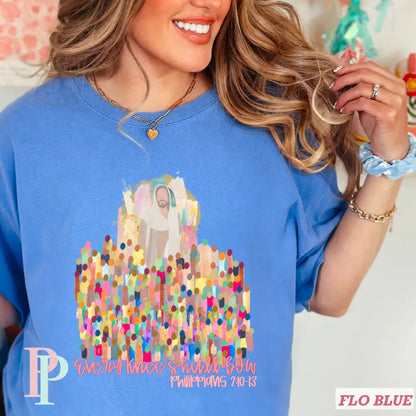 Every Knee Shall Bow Comfort Color Graphic Tee SMALL / FLO BLUE