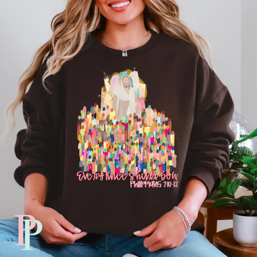 Every Knee Shall Bow Crewneck Sweatshirt Brown / Small