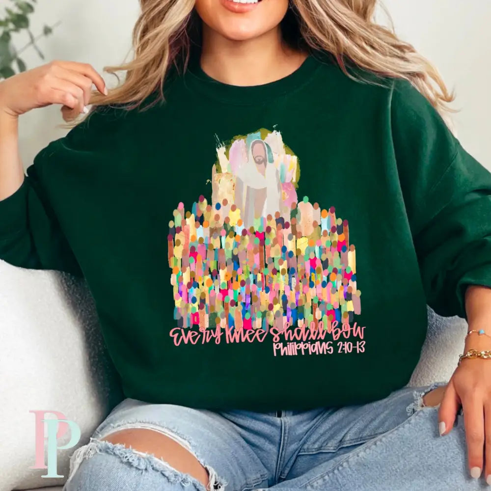 Every Knee Shall Bow Crewneck Sweatshirt Dark Green / Small