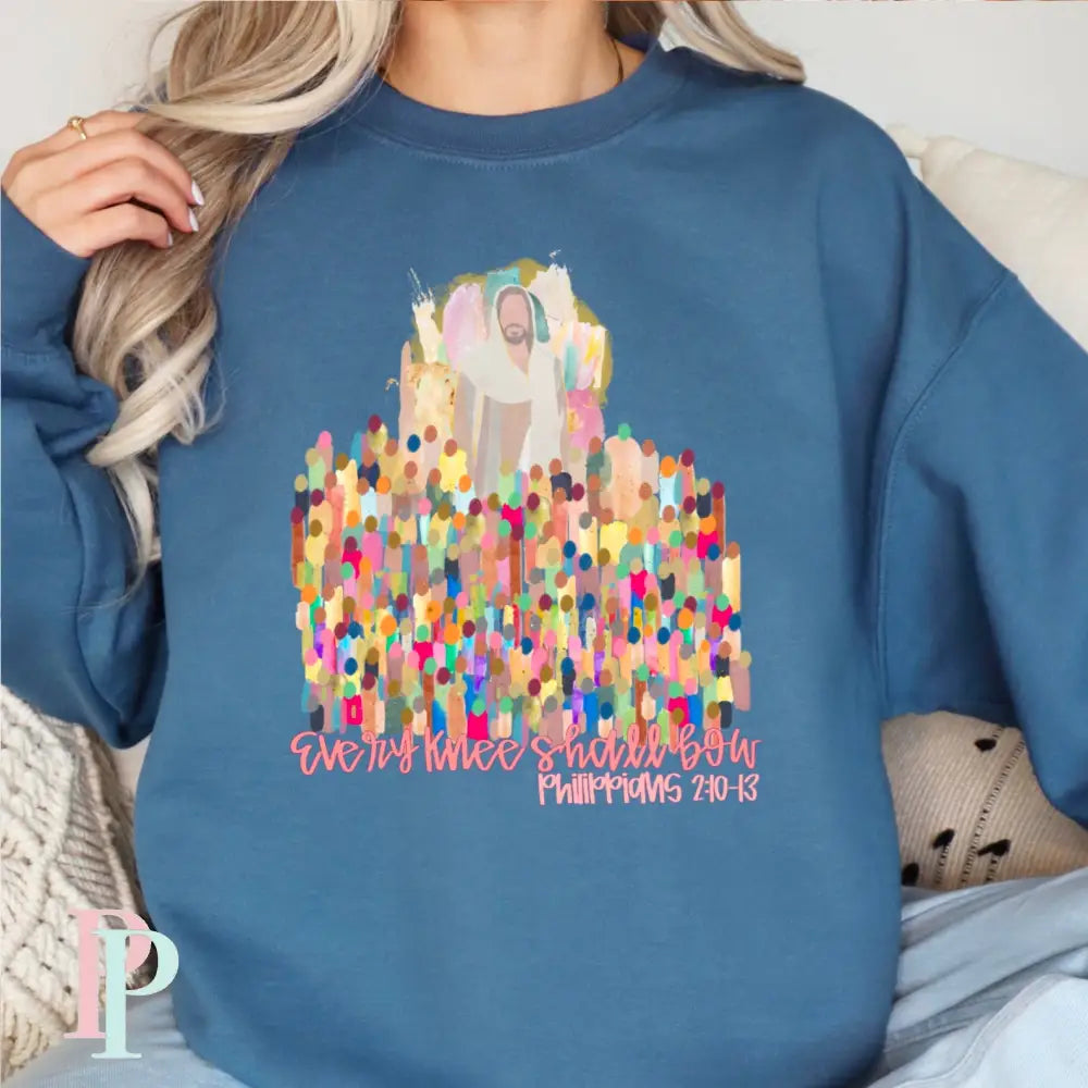 Every Knee Shall Bow Crewneck Sweatshirt Indigo / Small