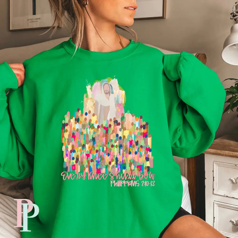 Every Knee Shall Bow Crewneck Sweatshirt Irish Green / Small