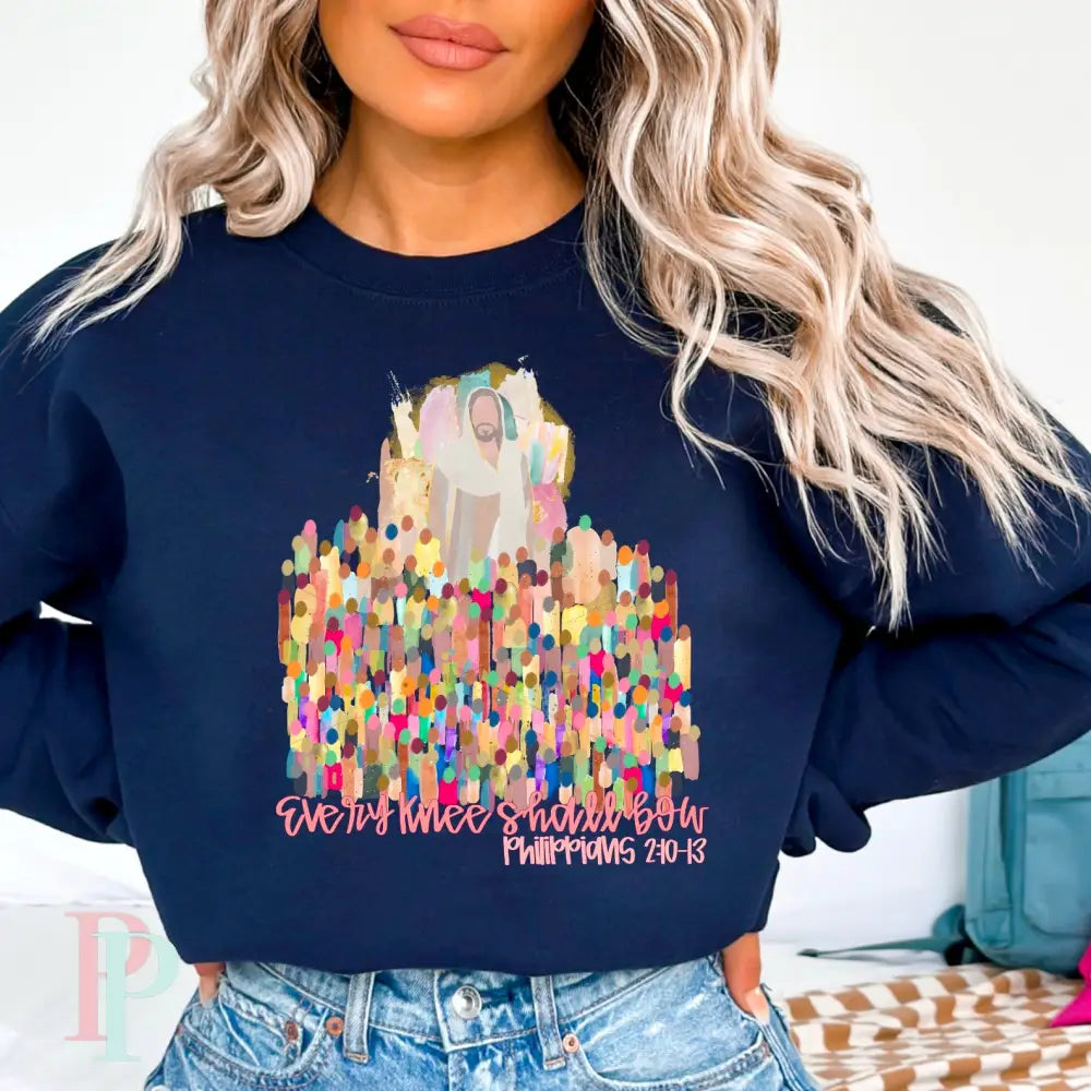 Every Knee Shall Bow Crewneck Sweatshirt Navy / Small