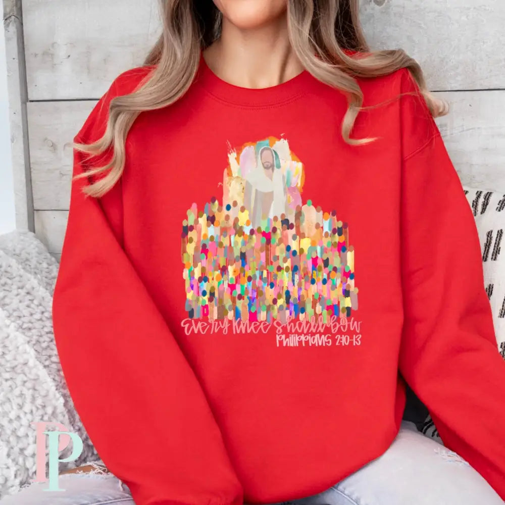 Every Knee Shall Bow Crewneck Sweatshirt Red / Small