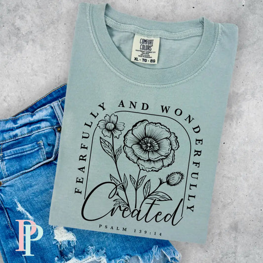 Fearfully And Wonderfully Created Comfort Color Graphic Tee