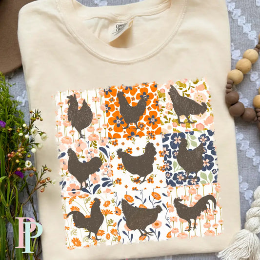 Floral Boho Chicken’s Comfort Color Graphic Tee