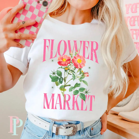 Flower Market Comfort Color Graphic Tee WHITE / SMALL