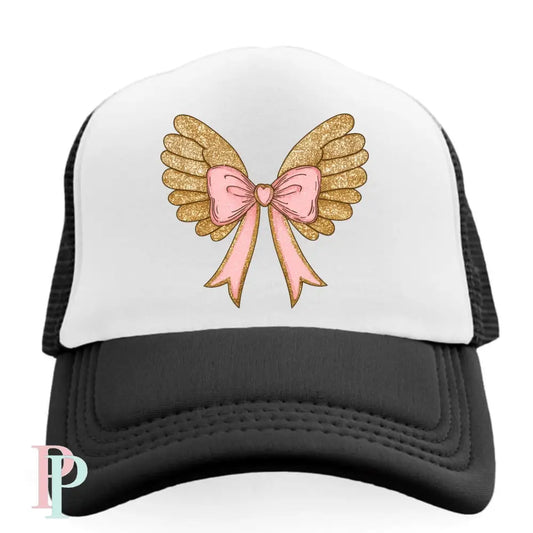 Gold Angel Wings Faux Glitter Hat DTF Transfer