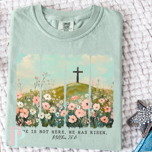 He Is Not Here He Has Risen Comfort Color Graphic Tee MEDIUM / BAY