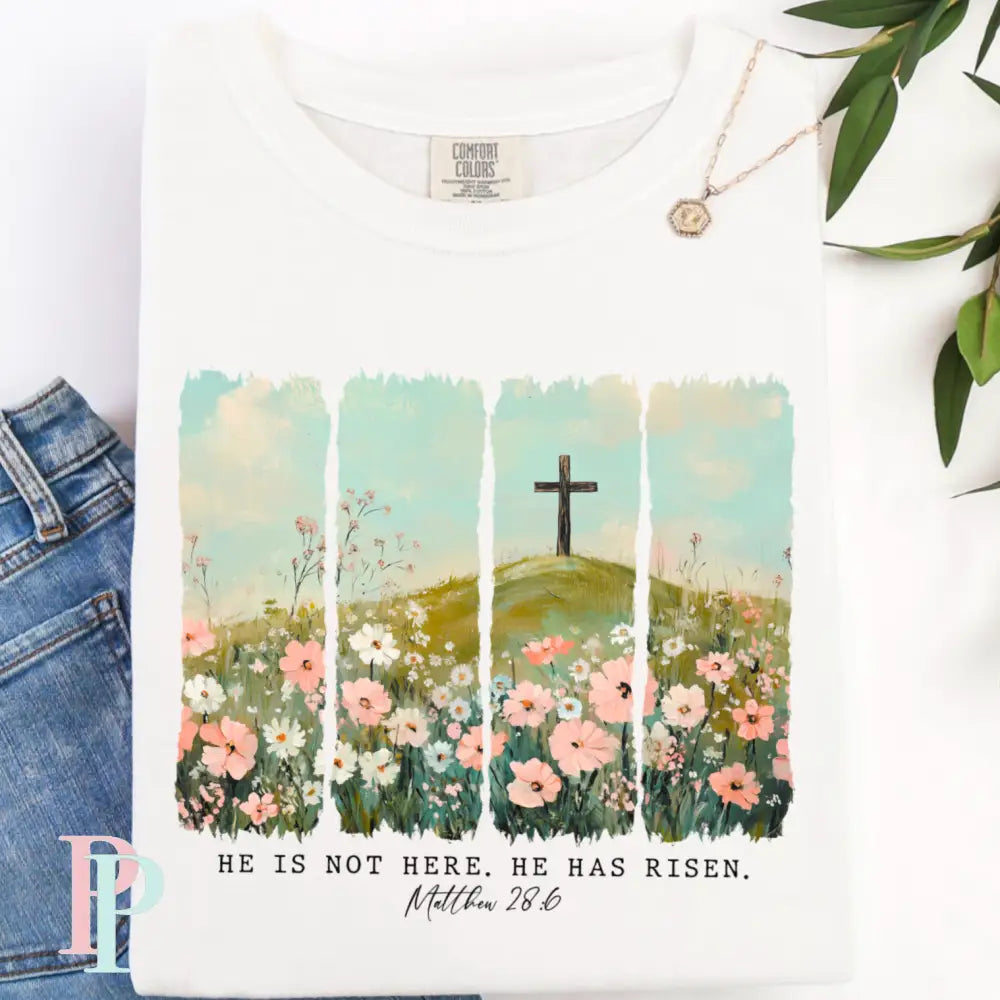 He Is Not Here He Has Risen Comfort Color Graphic Tee SMALL / WHITE