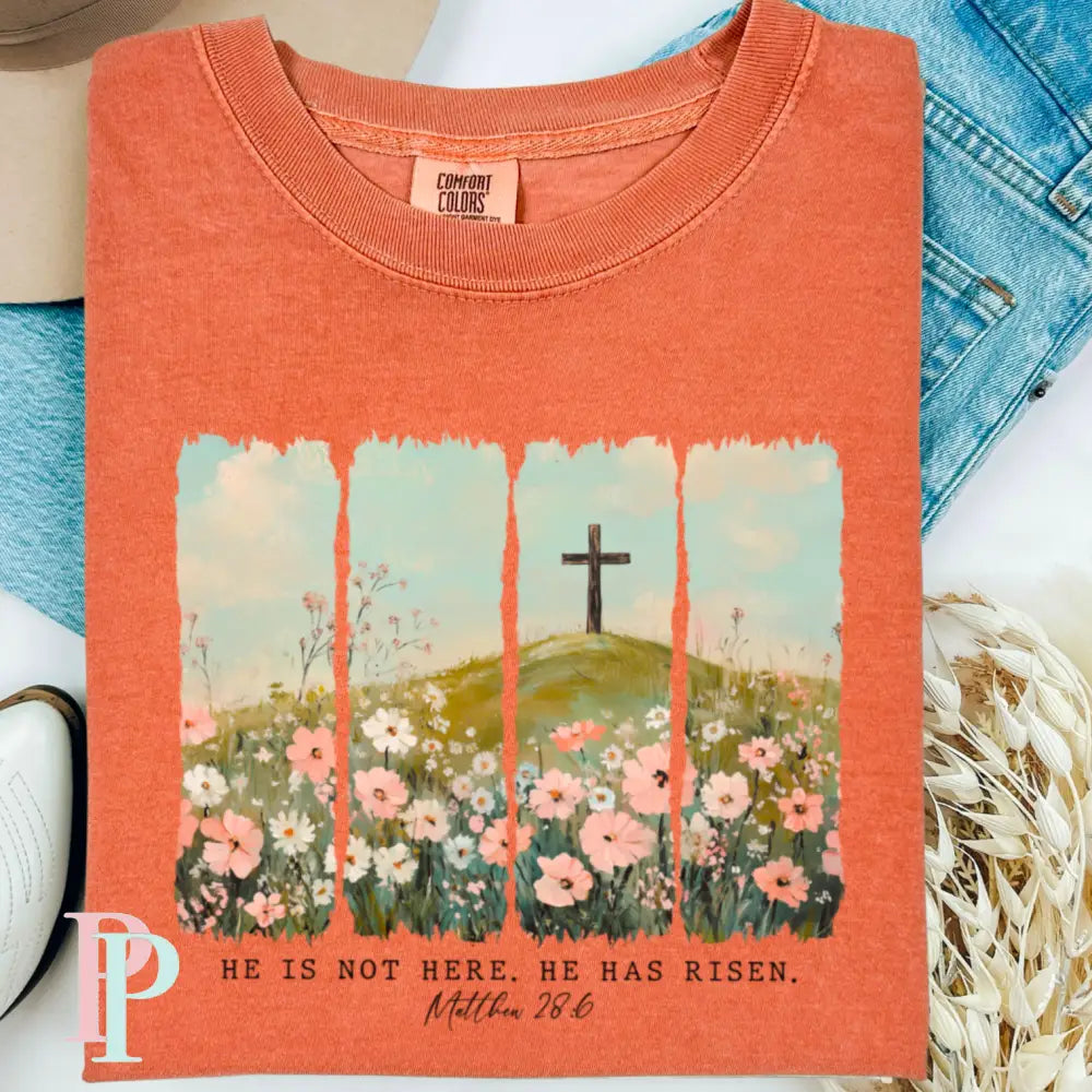He Is Not Here He Has Risen Comfort Color Graphic Tee SMALL / YAM