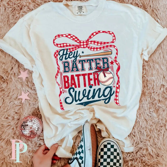 Hey Batter Batter Coquette Bow DTF Transfer