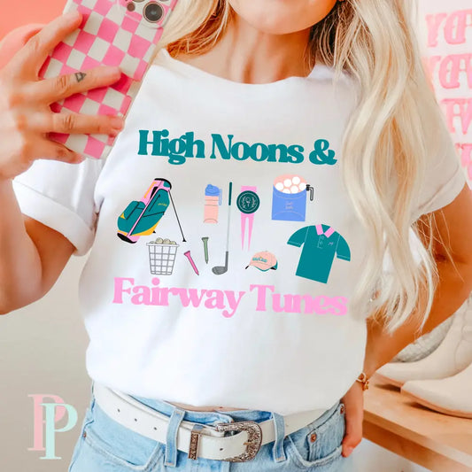 High Noons & Fairway Tunes Comfort Color Graphic Tee WHITE / SMALL