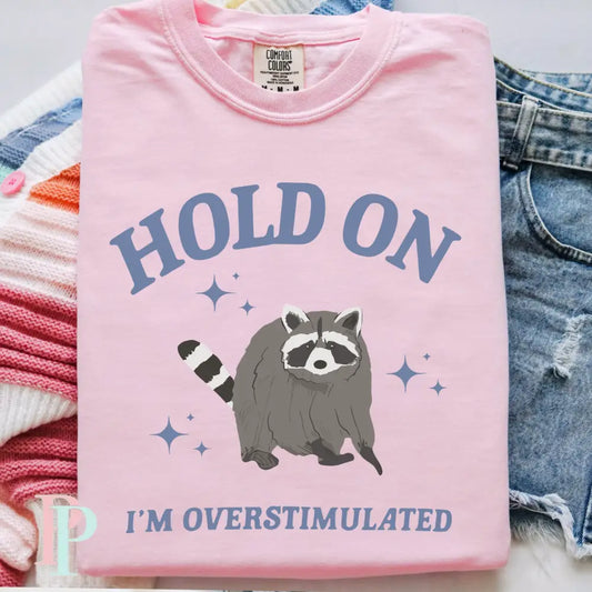 Hold On Im Overstimulated Comfort Color Graphic Tee