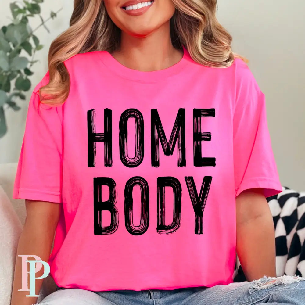 Homebody Comfort Color Graphic Tee NEON PINK / SMALL