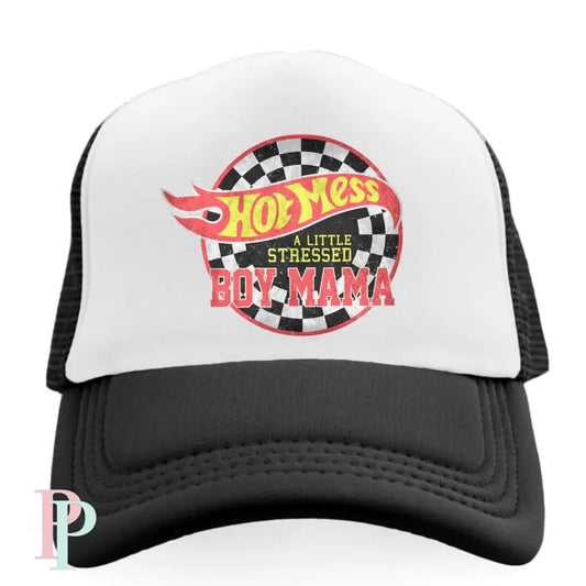 Hot Mess A Little Stressed Boy Mama Hat DTF Transfer
