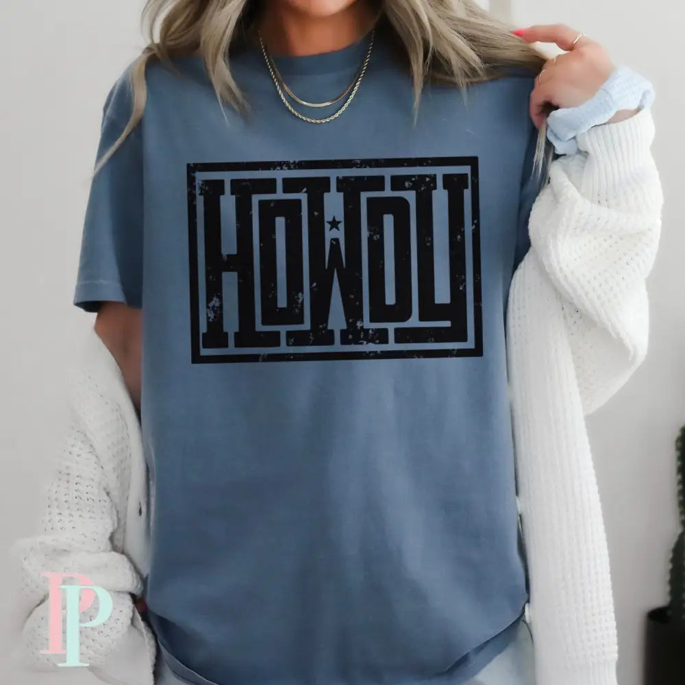 Howdy Comfort Color Graphic Tee BLUE JEAN / SMALL