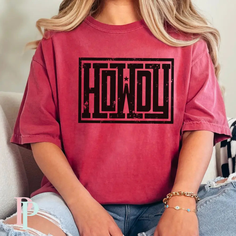Howdy Comfort Color Graphic Tee CRIMSON / SMALL