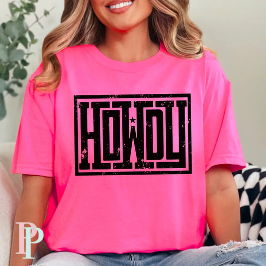 Howdy Comfort Color Graphic Tee NEON PINK / SMALL