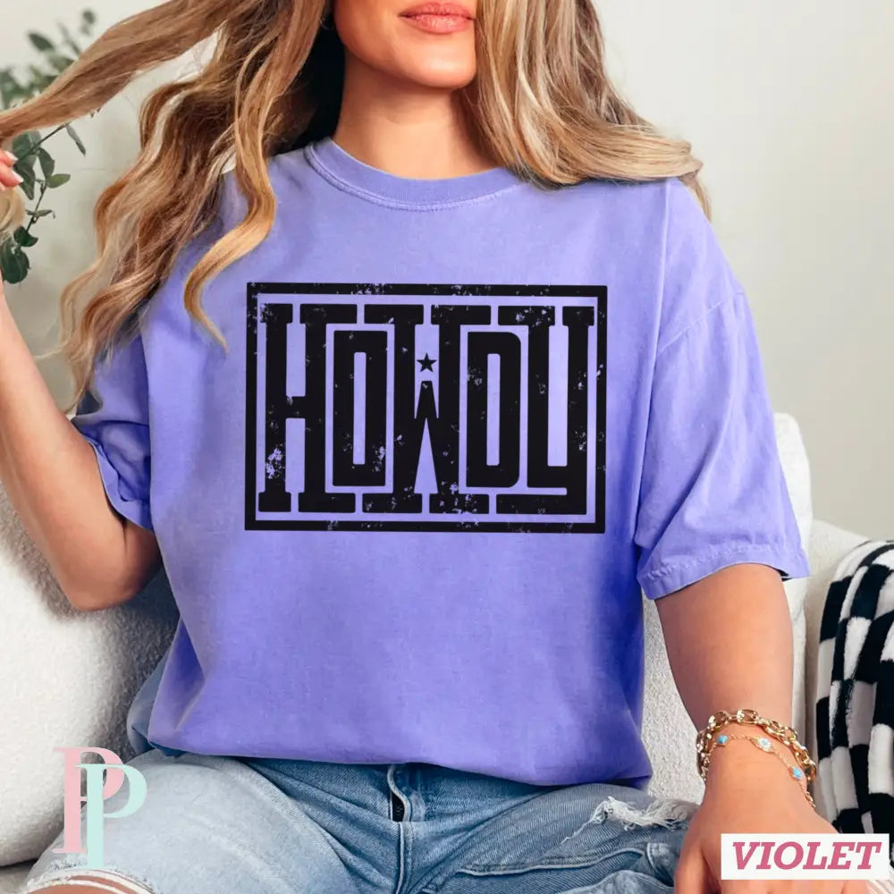 Howdy Comfort Color Graphic Tee VIOLET / SMALL