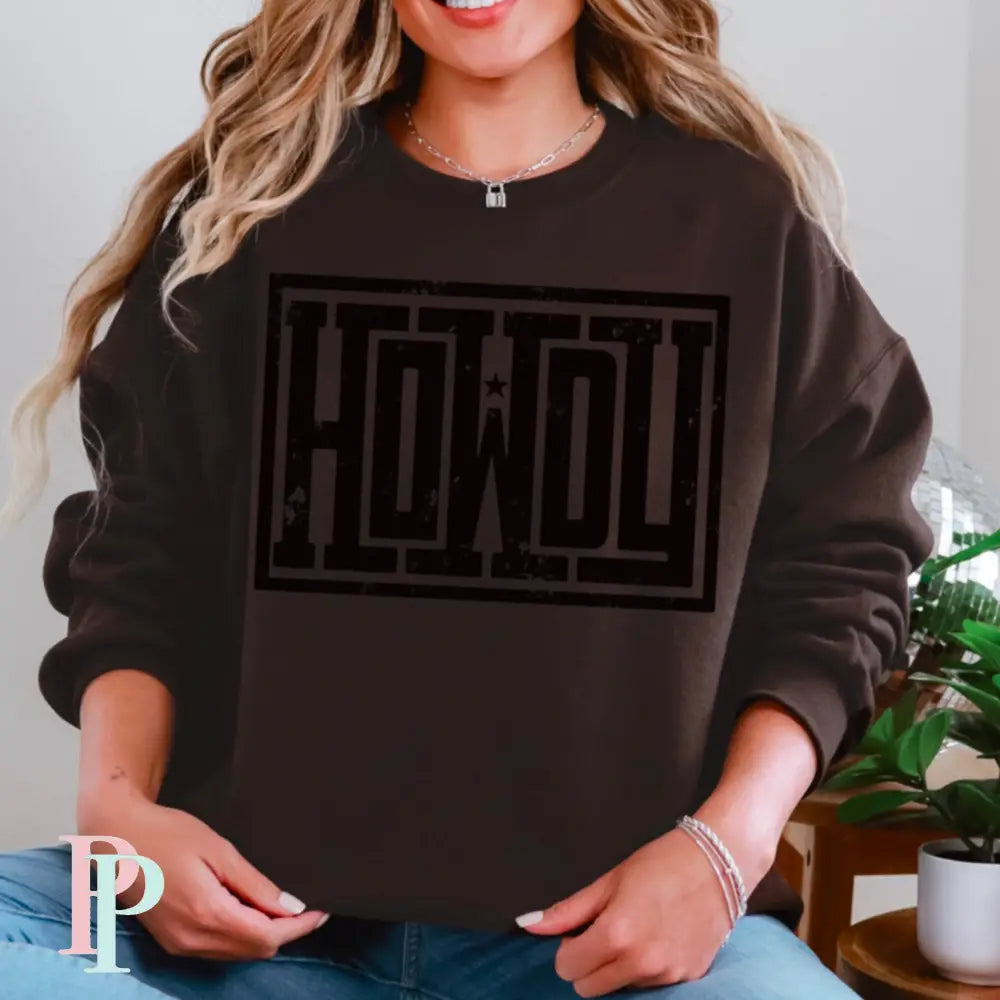 Howdy Crewneck Sweatshirt Brown / Small