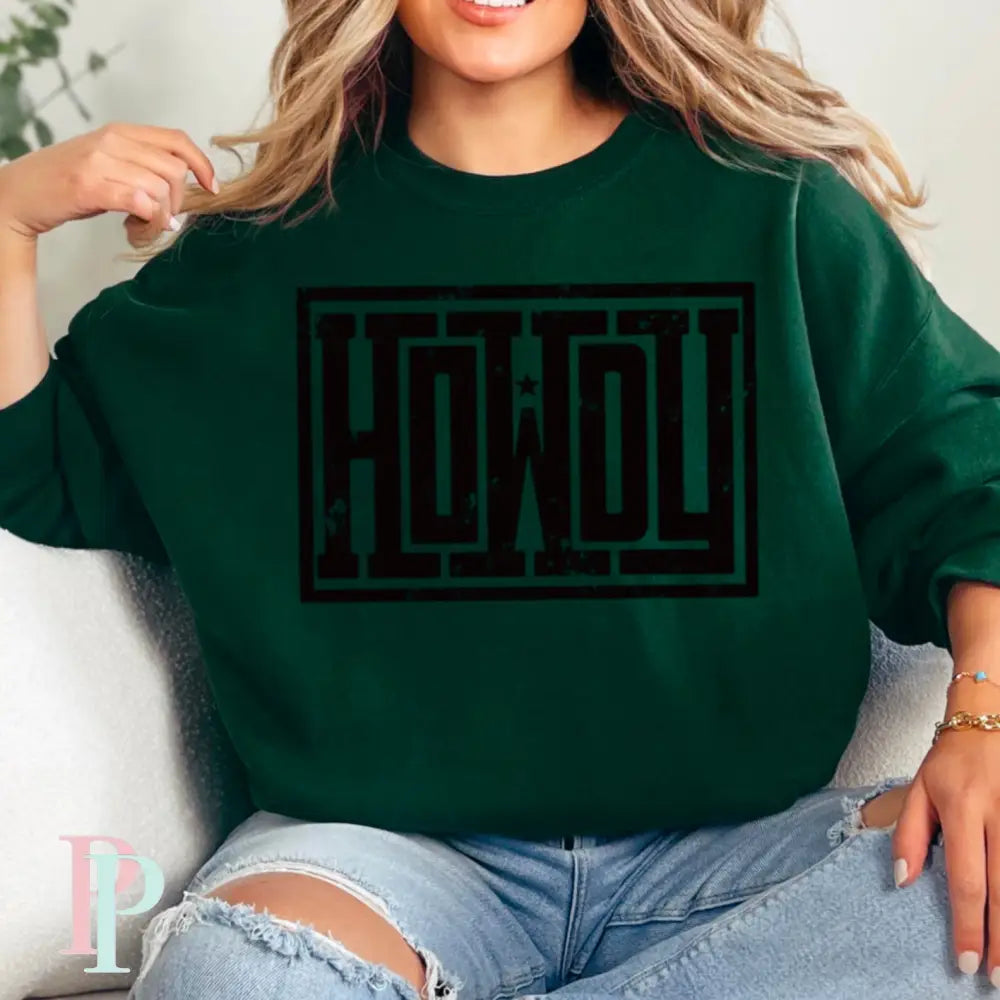 Howdy Crewneck Sweatshirt Dark Green / Small