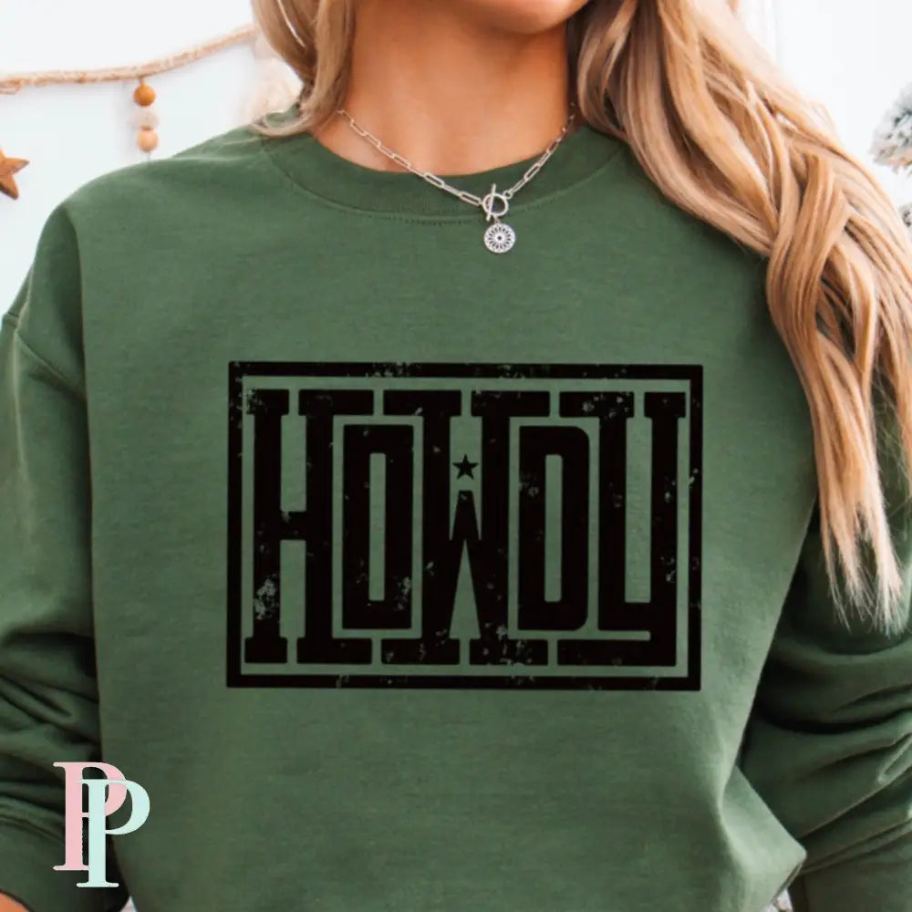 Howdy Crewneck Sweatshirt Military Green / Small