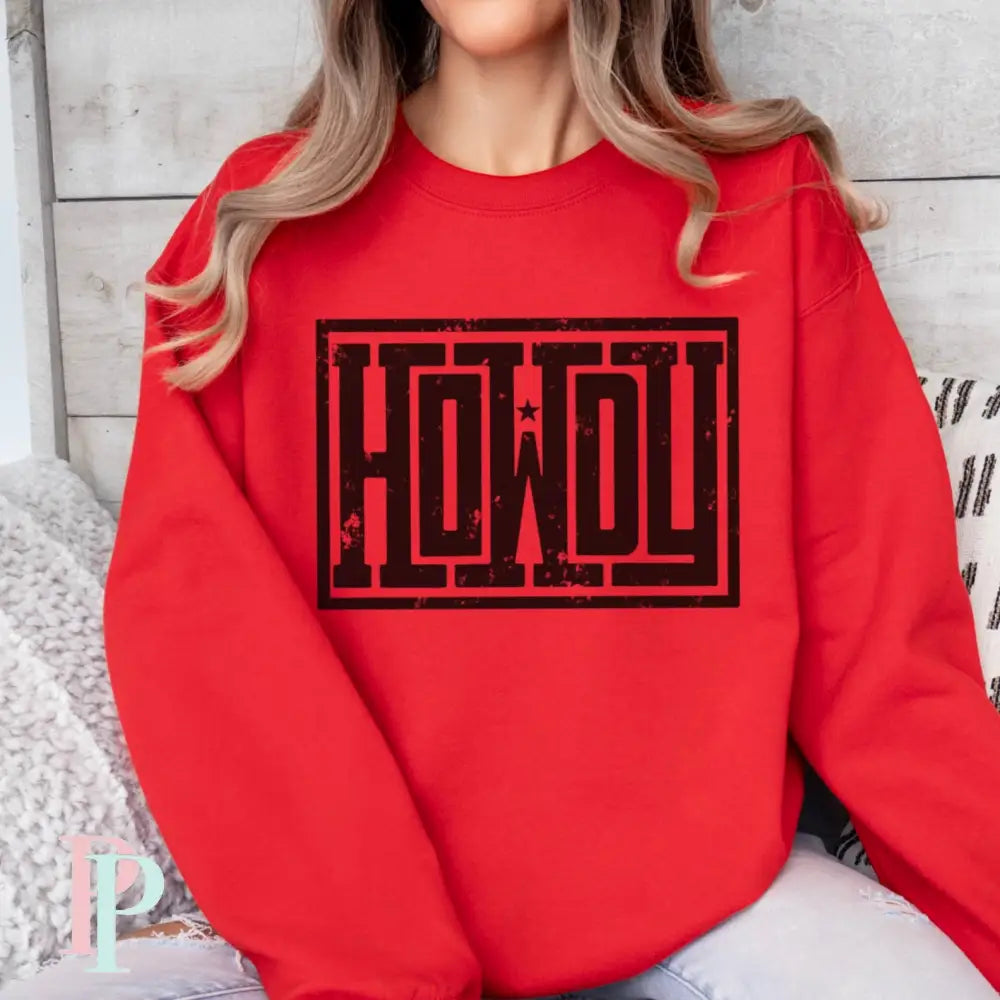 Howdy Crewneck Sweatshirt Red / Small