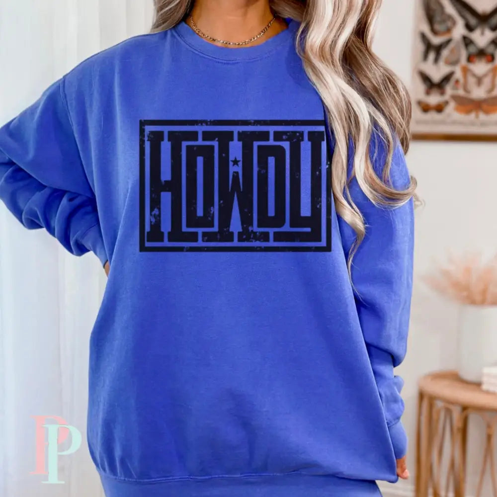 Howdy Crewneck Sweatshirt Royal Blue / Small